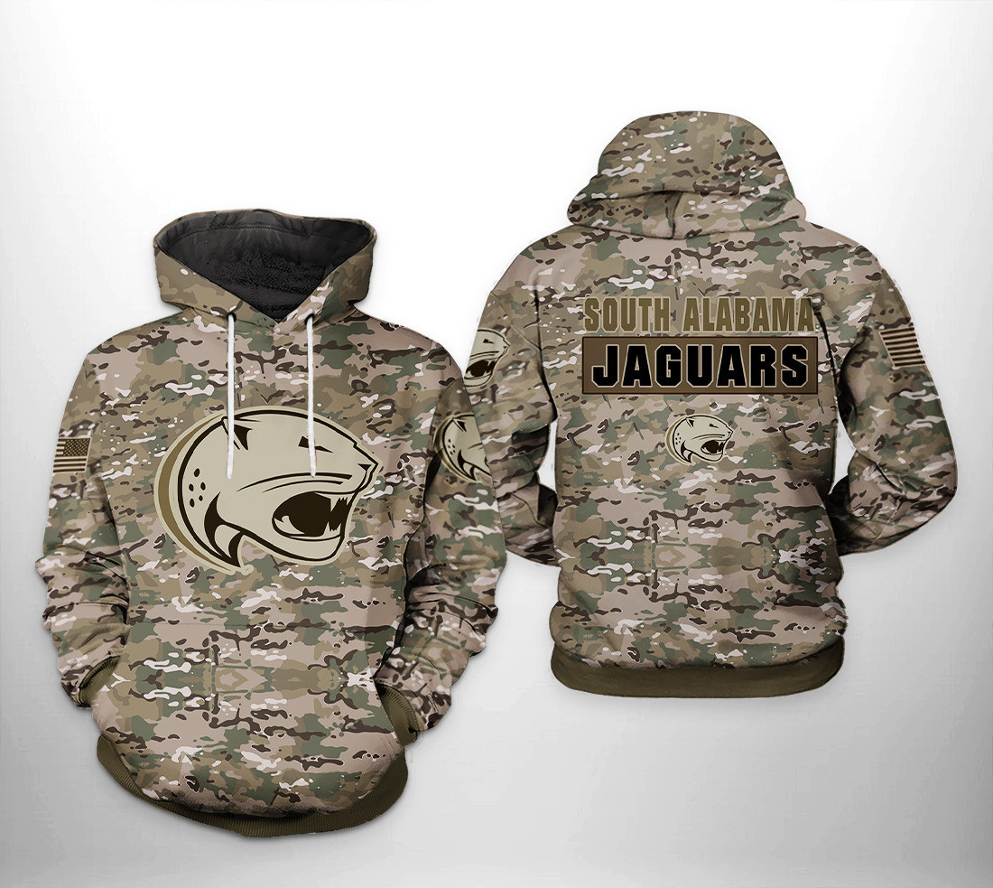 South Alabama Jaguars NCAA Camo Veteran Hoodie Zip Hoodie