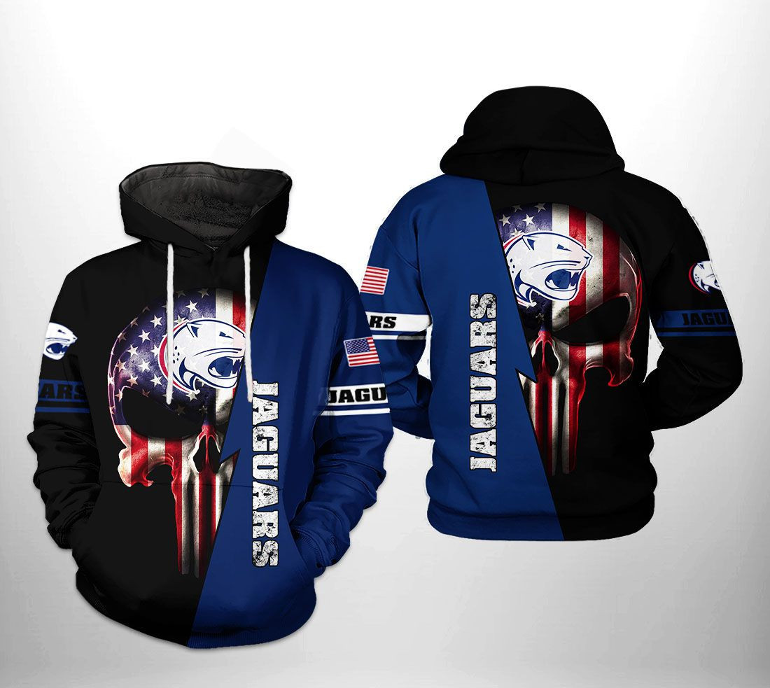 South Alabama Jaguars NCAA US Flag Skull Hoodie Zip Hoodie