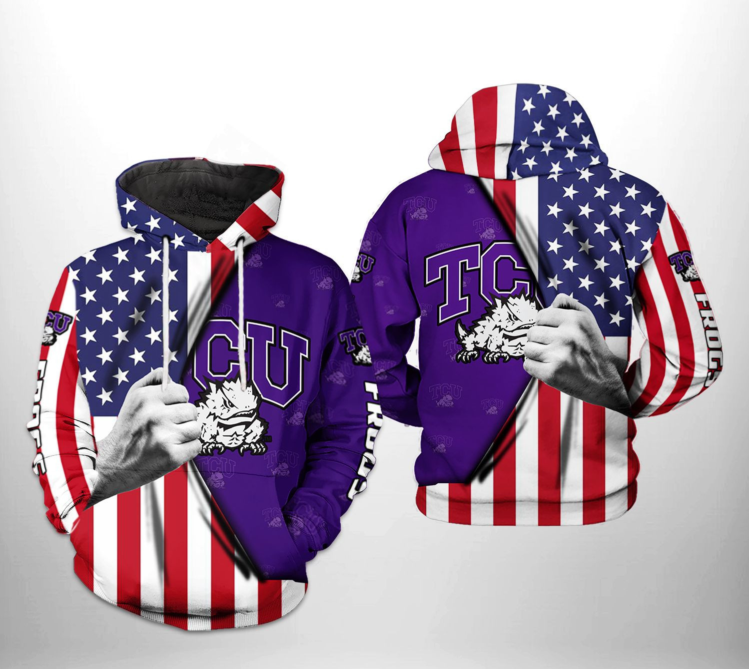 Tcu Horned Frogs NCAA US Flag Hoodie Zip Hoodie Version 410