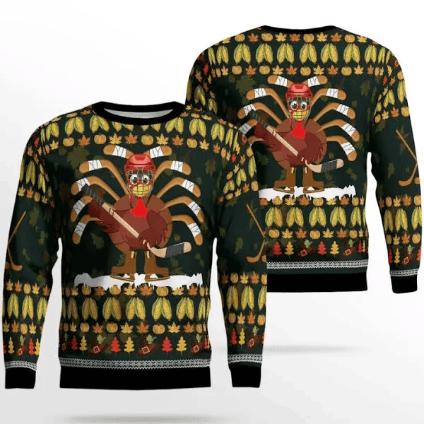Thanksgiving Turkey Hockey Sweater Green