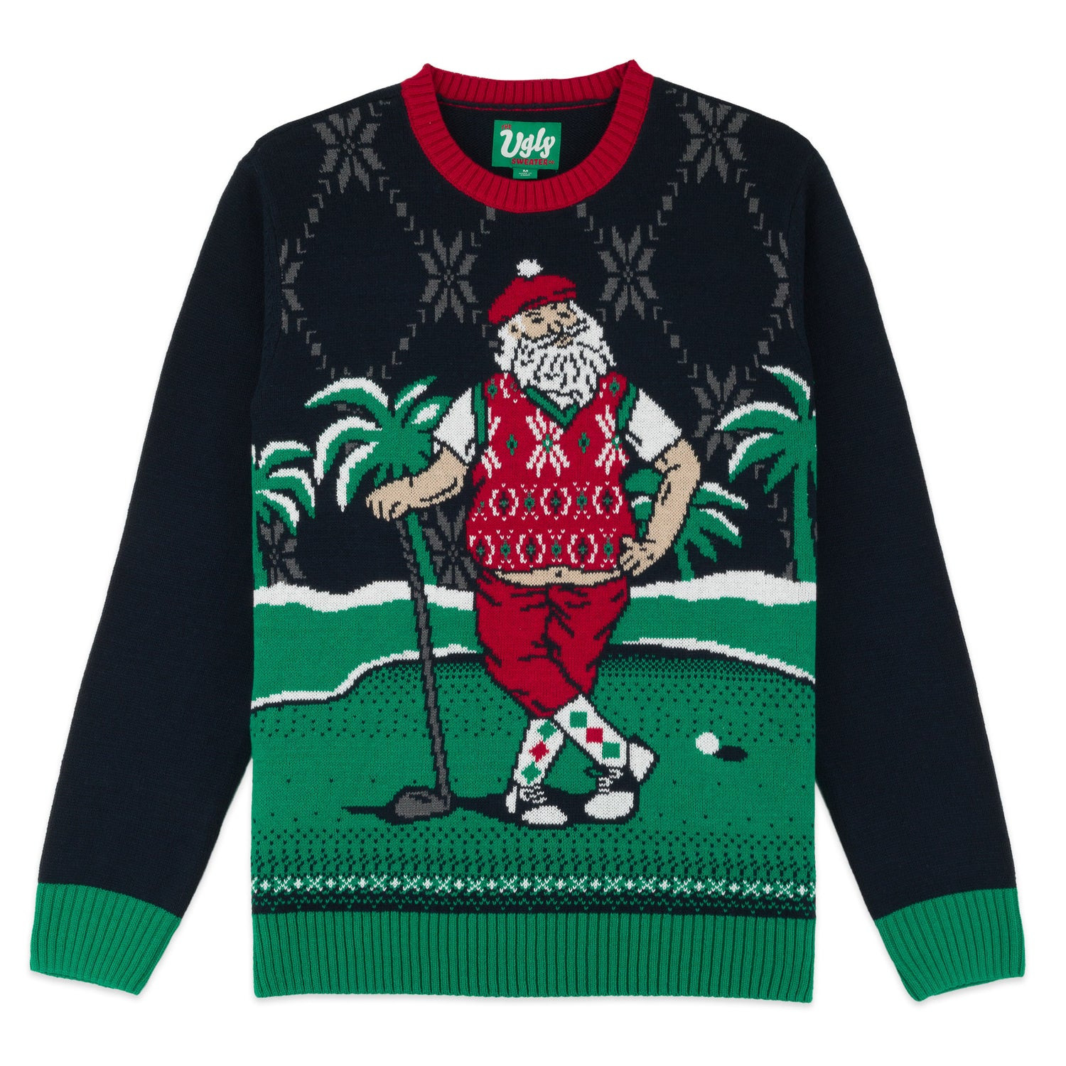 Tropical Golfing Santa Ugly Christmas Sweater