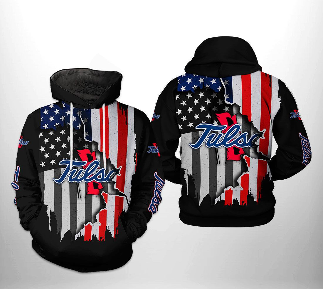 Tulsa Golden Hurricane NCAA US Flag Hoodie Zip Hoodie Version 104