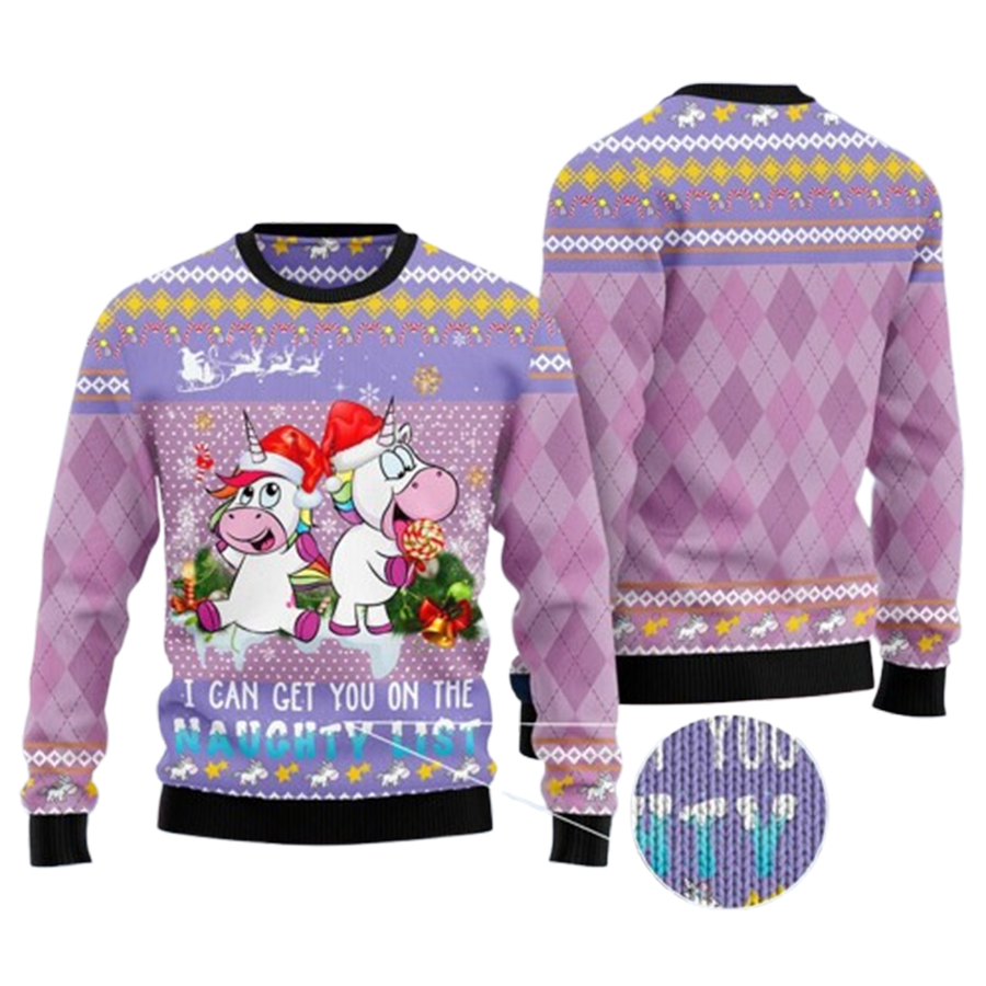 Unicorn Naughty List Ugly Christmas Sweater