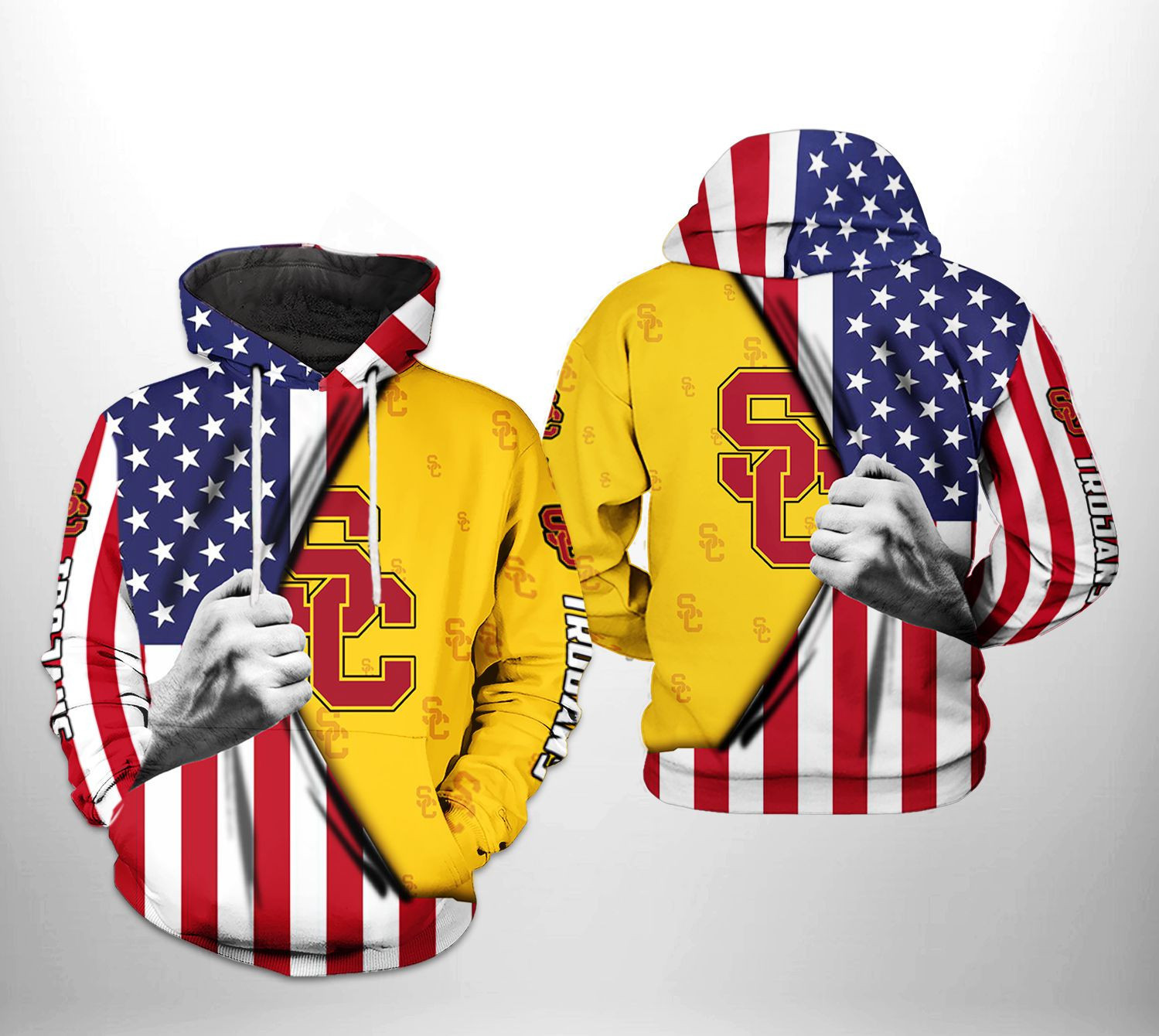 USC Trojans NCAA US Flag Hoodie Zip Hoodie