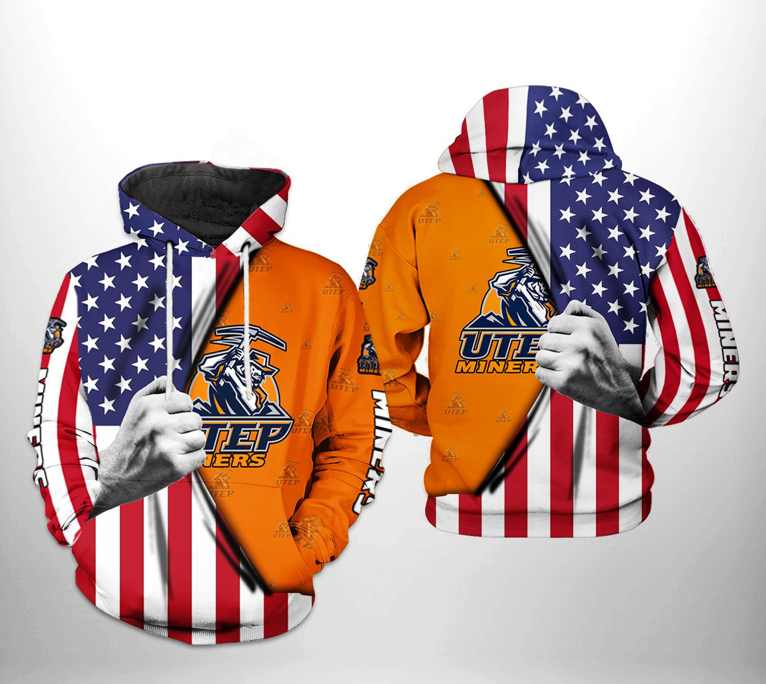 UTEP Miners NCAA US Flag Hoodie Zip Hoodie Version 364
