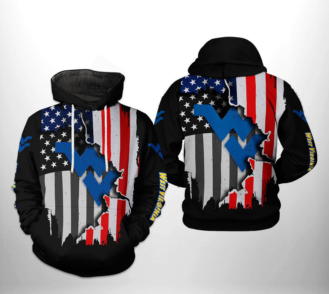 West Virginia Mountaineer NCAA US Flag Hoodie Zip Hoodie Version 1842
