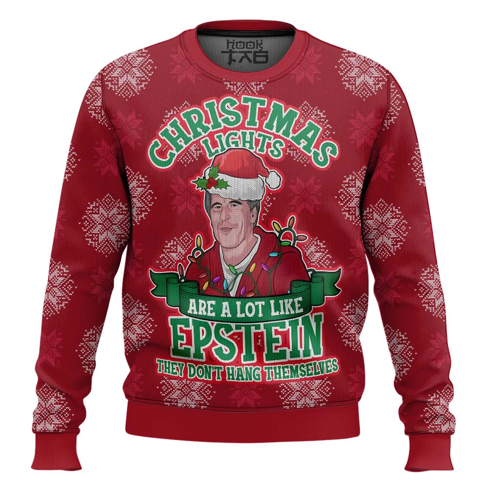 Xmas Lights Are Like Epstein Ugly Christmas Sweater