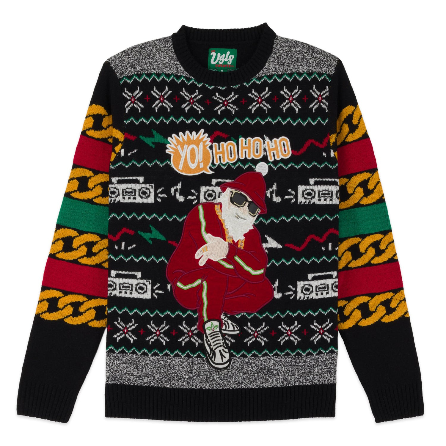 Yo Ho Ho Rap Santa Full Pattern Ugly Christmas Sweater
