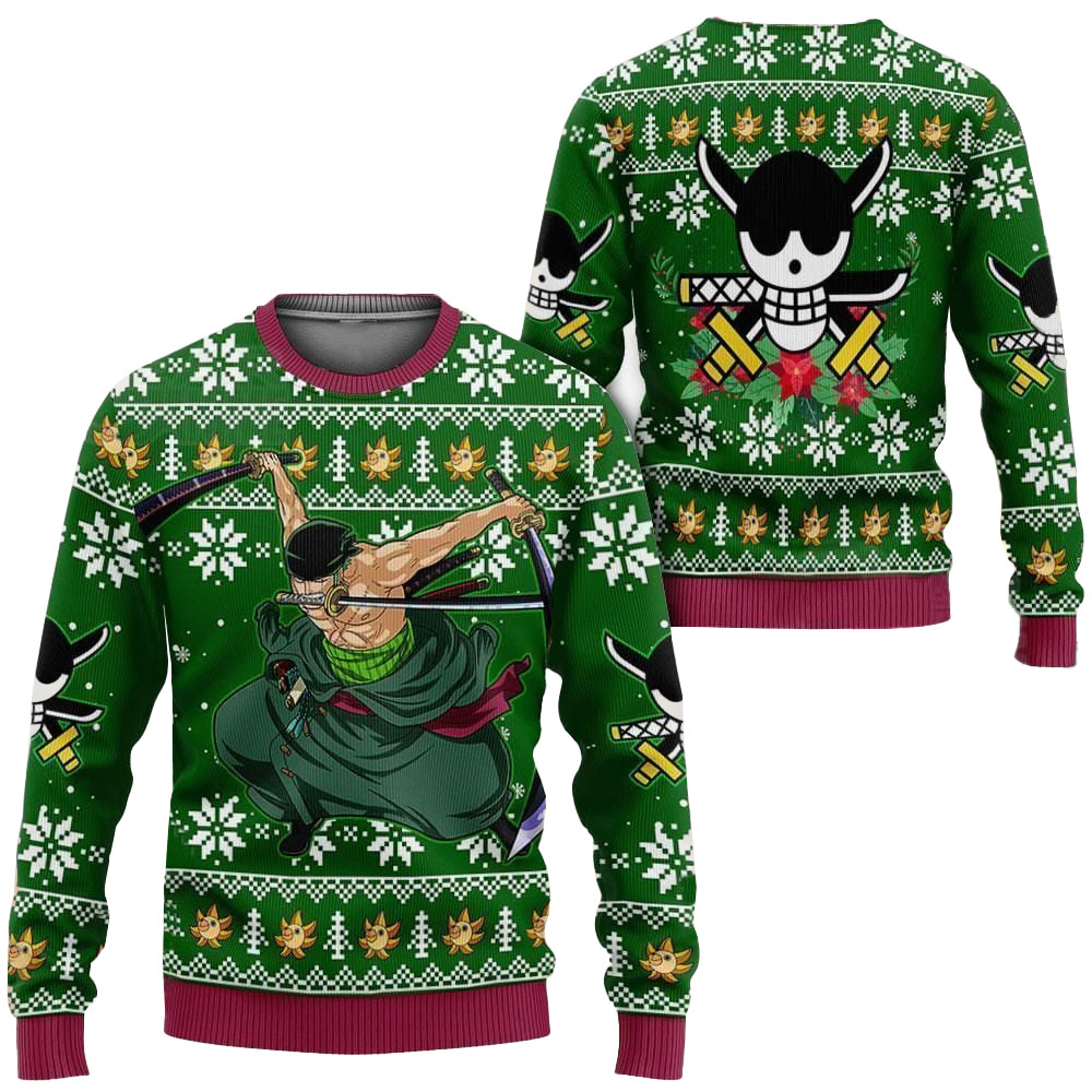 Zoro Anime Xmas Gift One Piece Ugly Sweater