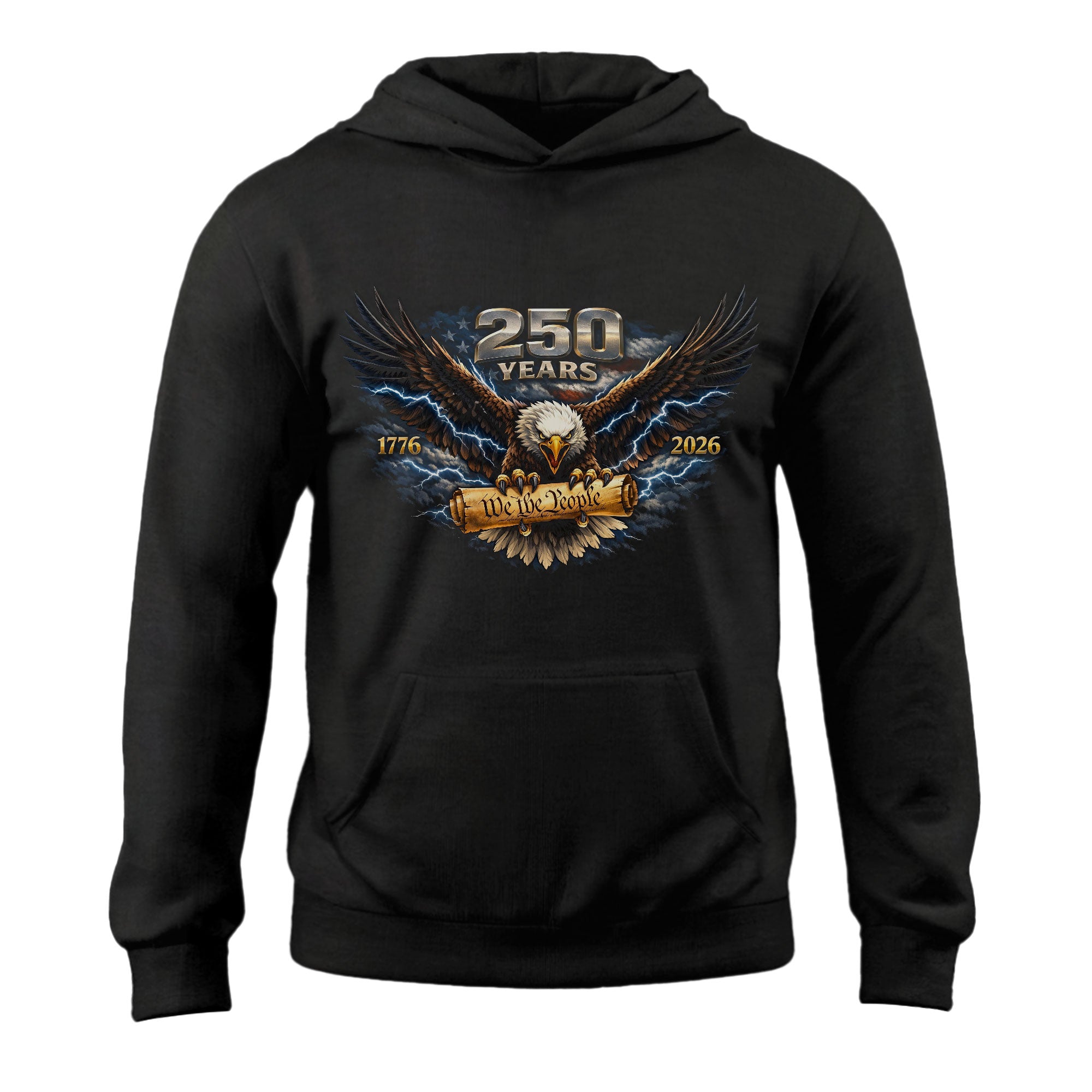 1776-2026 Patriotic Hoodie - 250 Years We The People Eagle Graphic