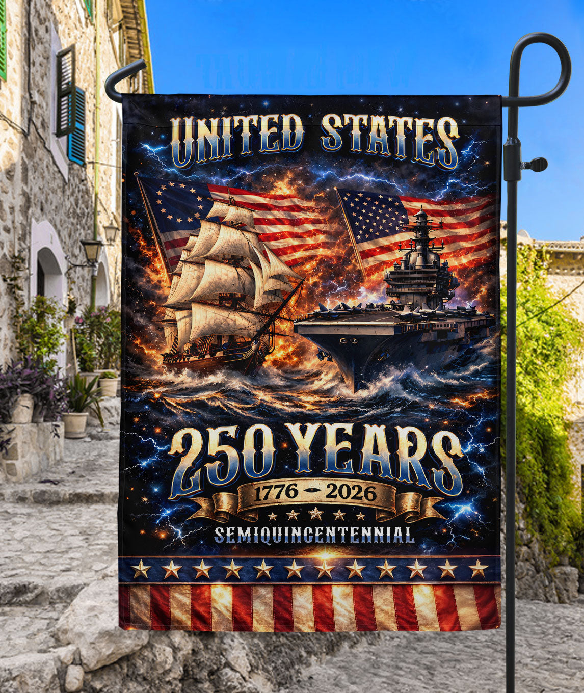 1776-2026 USA 250th Anniversary Navy Garden Flag Double Sided Patriotic Outdoor