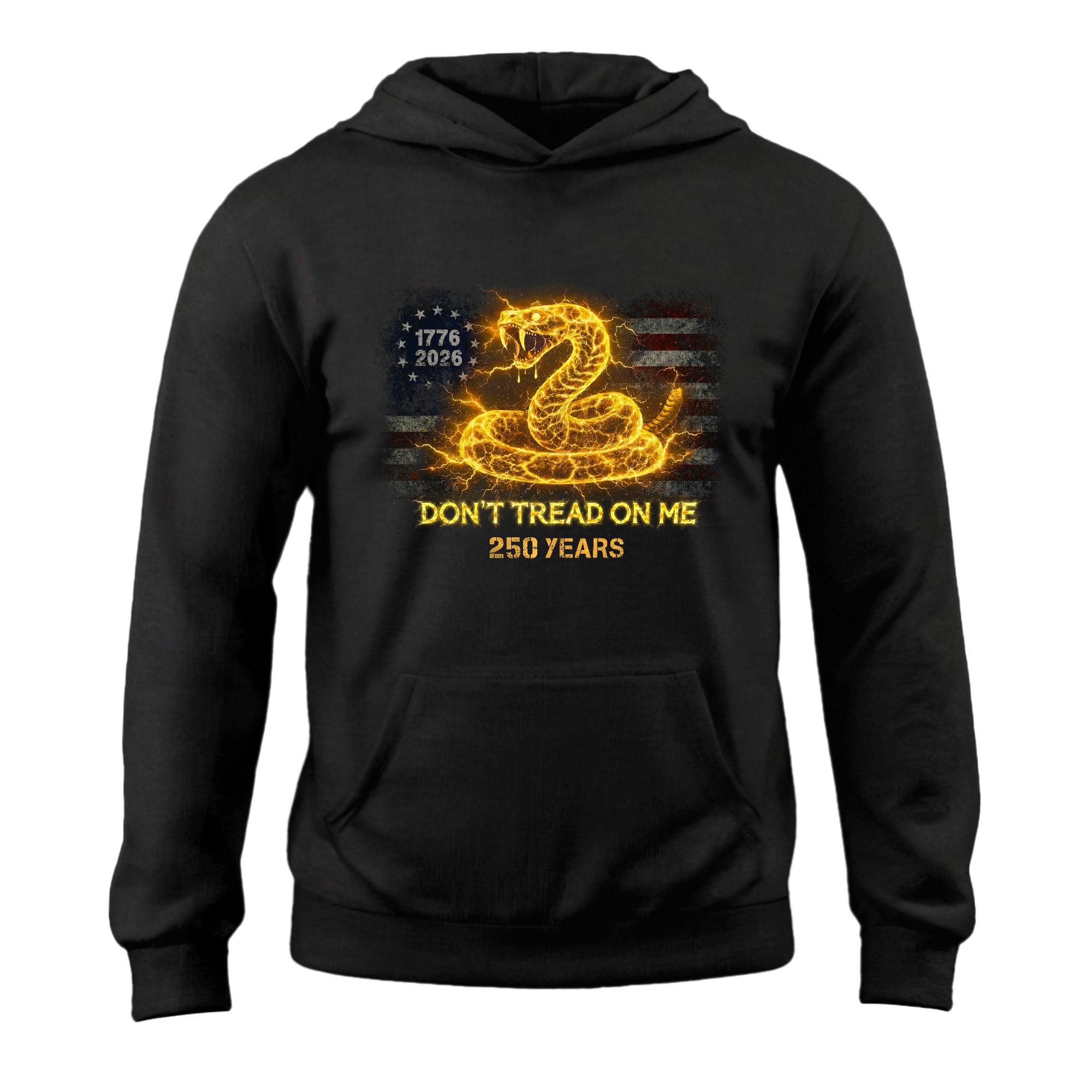 250 Years America Anniversary 1776-2026 Don't Tread On Me Gadsden Snake Hoodie Vintage Bootleg