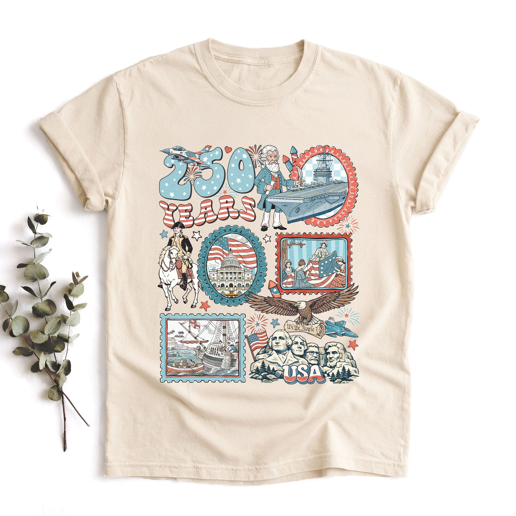 250 Years of Freedom 1776-2026 Retro Vintage USA 250th Celebration T-Shirt