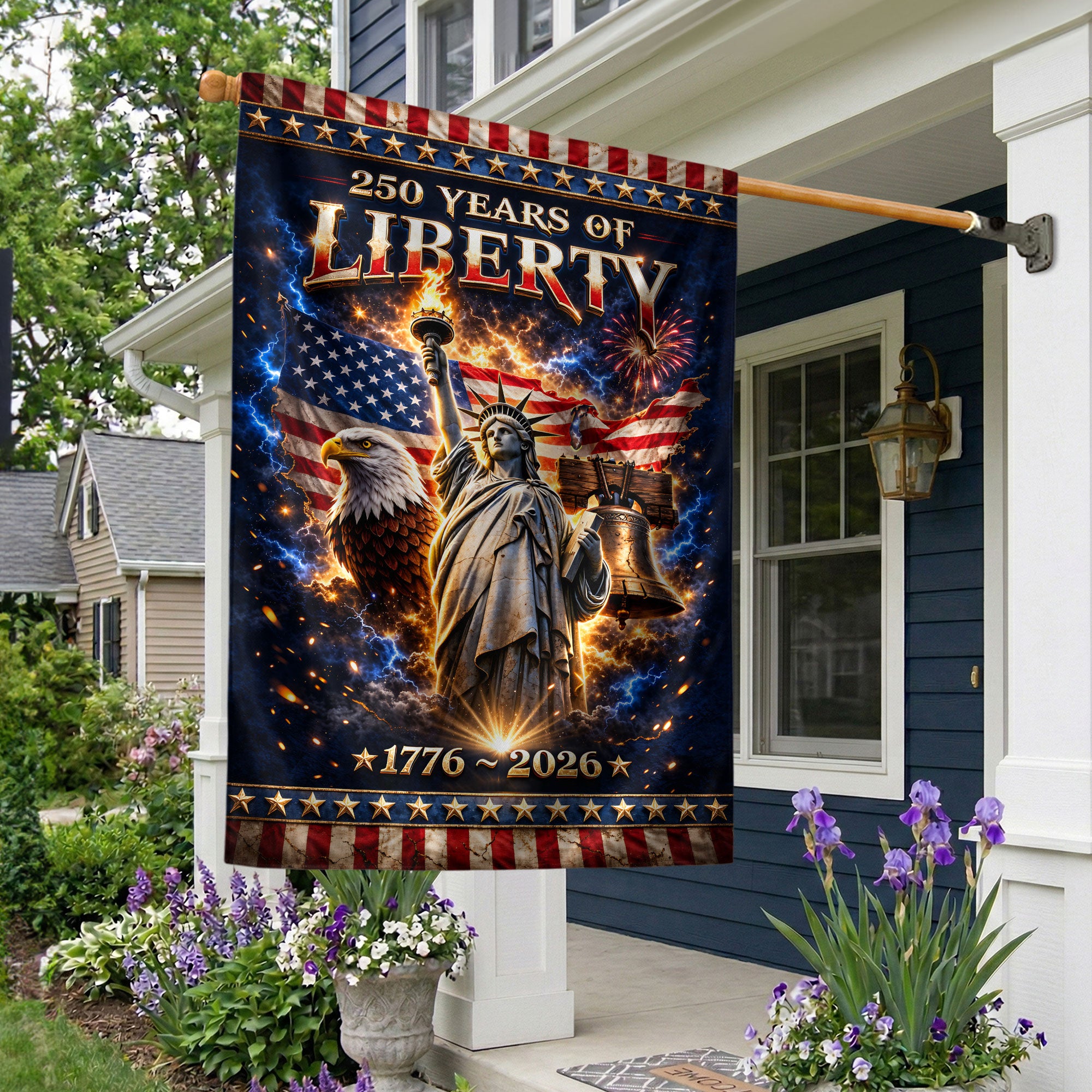 250 Years of Liberty House Flag 1776-2026 One Nation Under God Double Sided Patriotic