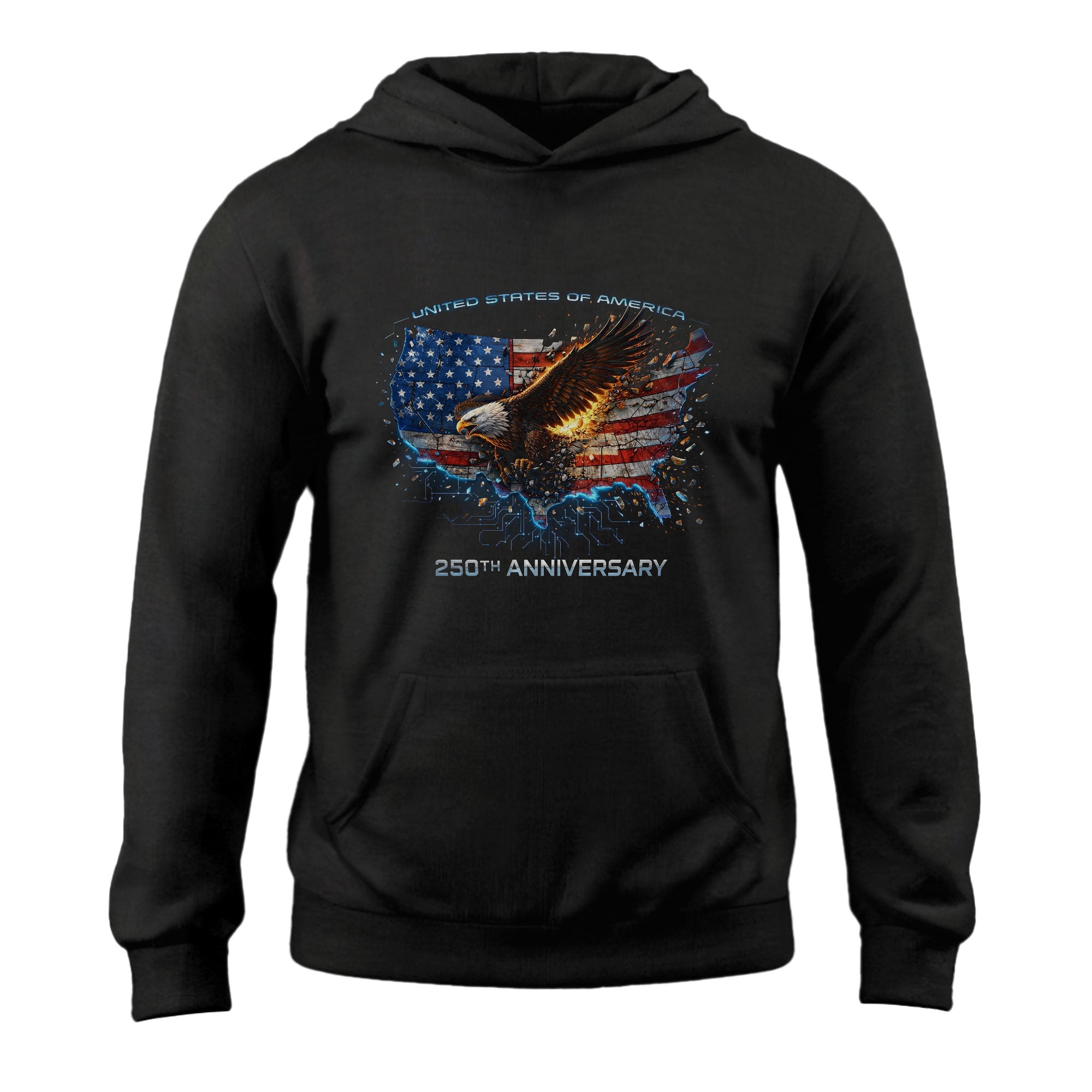 250th Anniversary USA Hoodie Bald Eagle American Flag Design