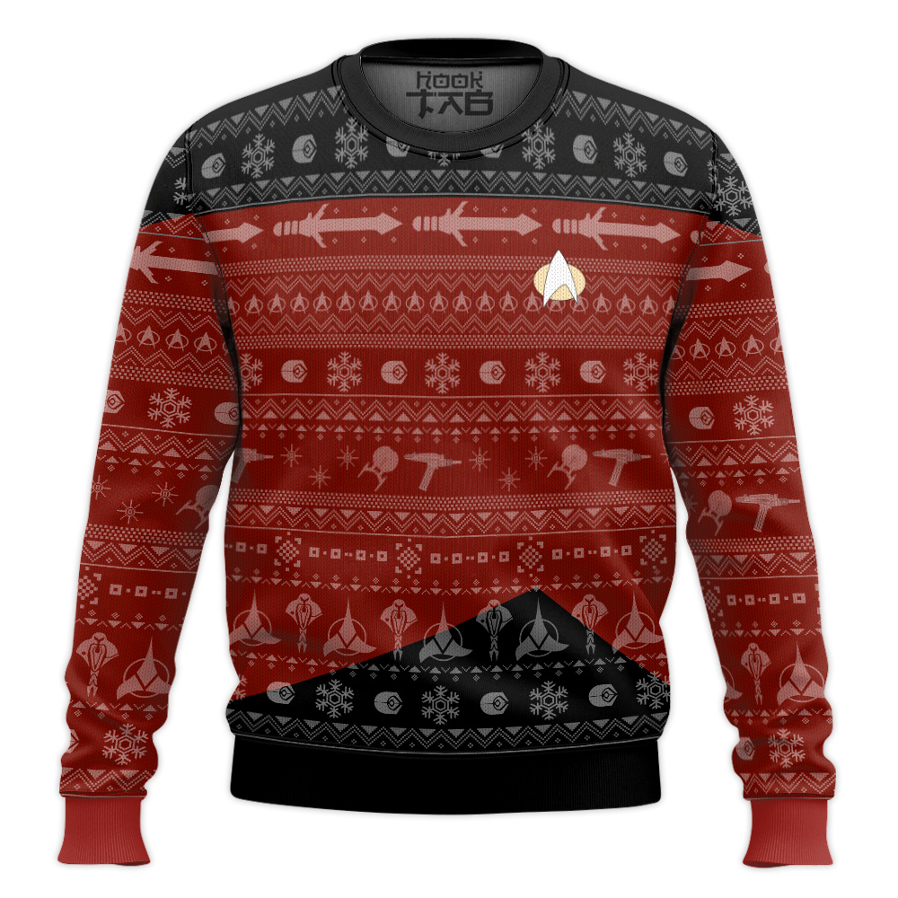 3D S.T The Next Generation 1987 Red Ugly Christmas Ugly Sweater