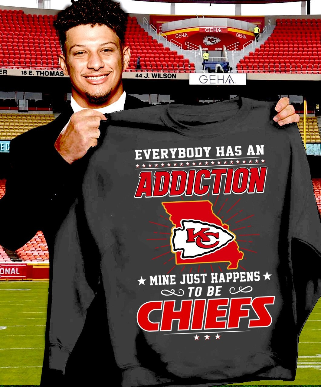 Addiction Mine Just Happens To Be Chiefs Sweatshirt Gifts For Kansas City Chiefs Fans