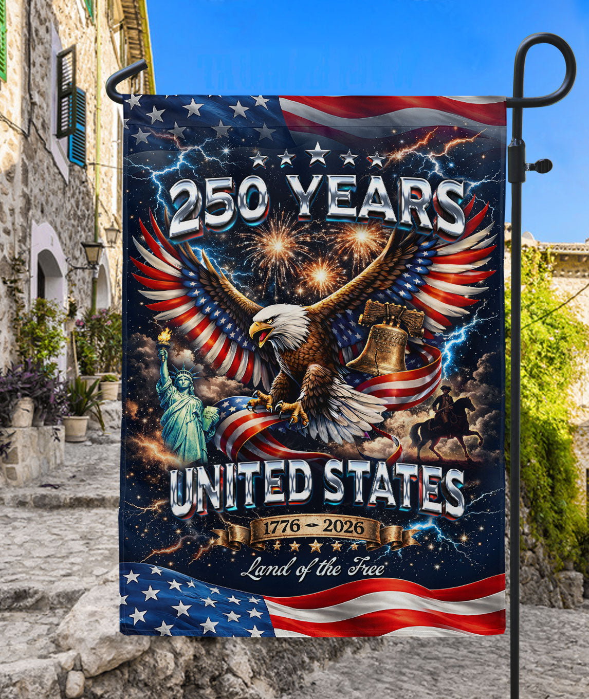 America 250th Anniversary 1776-2026 Garden Flag Double Sided Bald Eagle Statue of Liberty