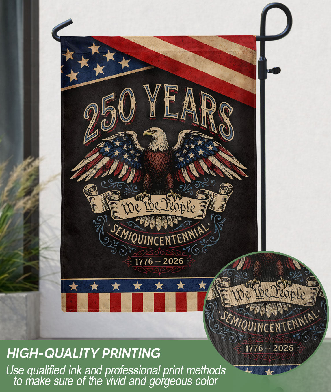 America 250th Anniversary 1776-2026 Garden Flag We The People Bald Eagle Double Sided