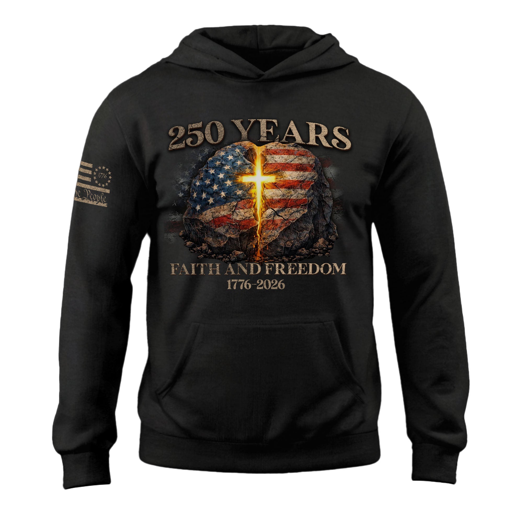 America 250th Anniversary Hoodie 1776-2026 Christian Faith Freedom Cross Flag