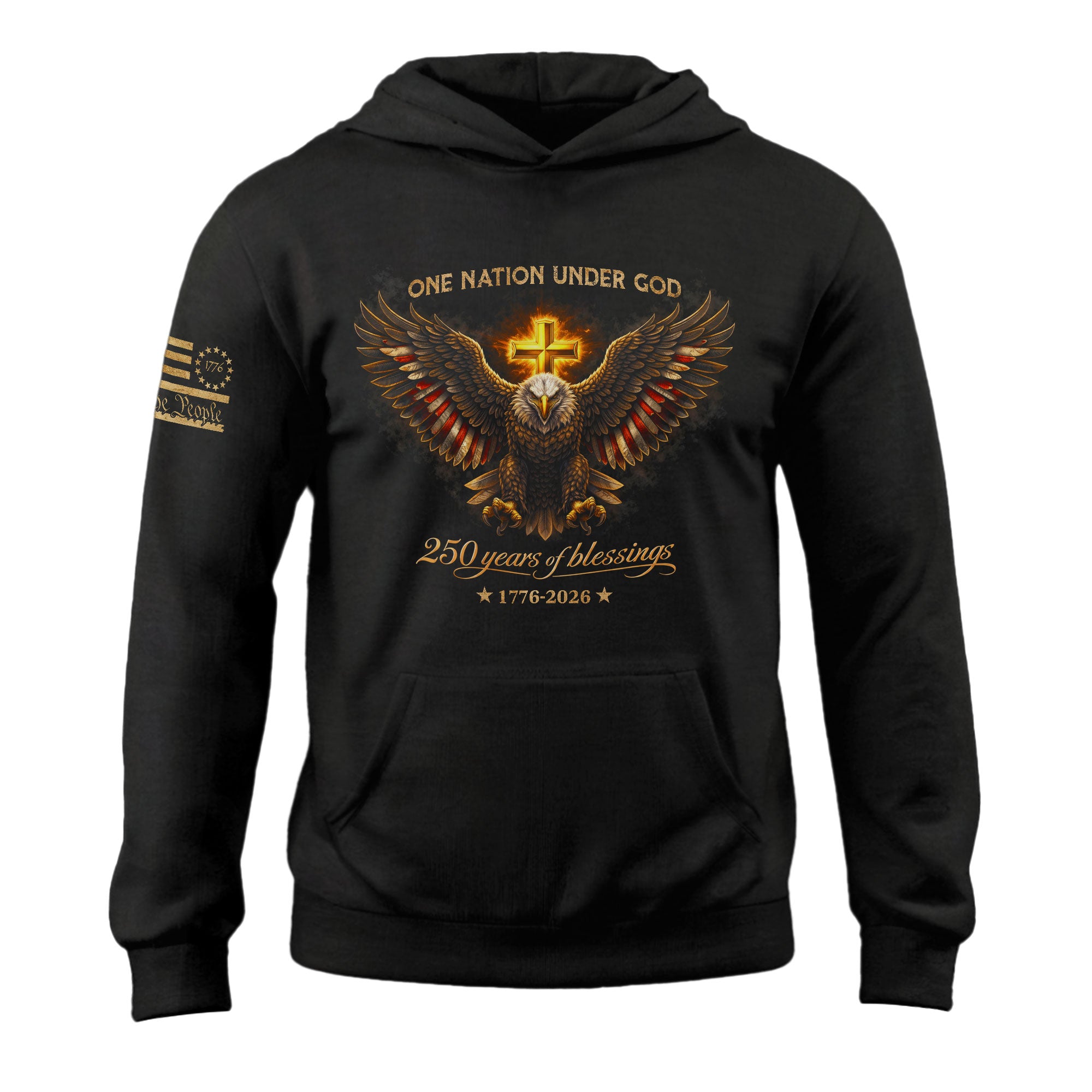 America 250th Anniversary Hoodie 1776-2026 Eagle Cross Unisex Pullover