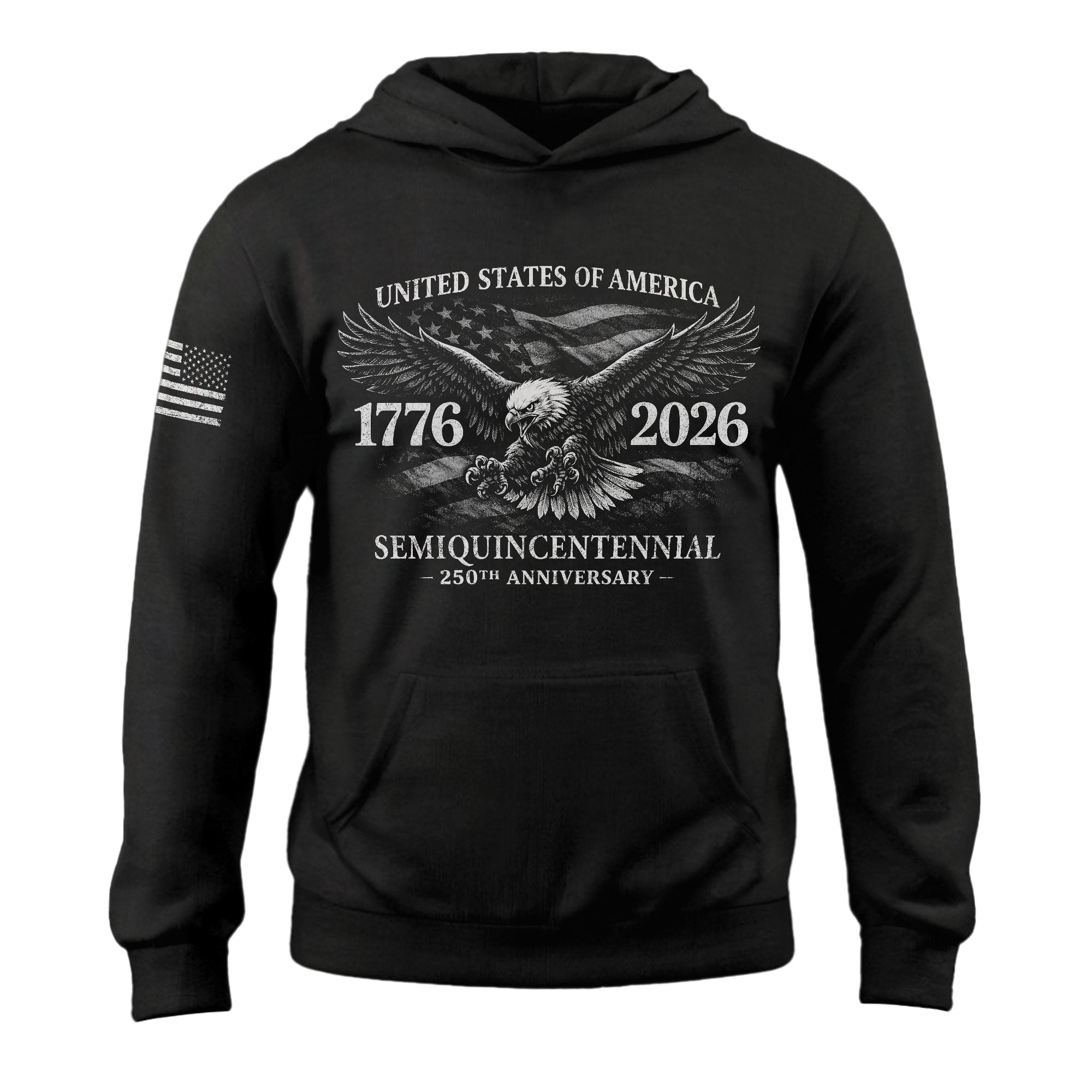 America 250th Anniversary Hoodie 1776-2026 Patriotic Eagle Flag Men's