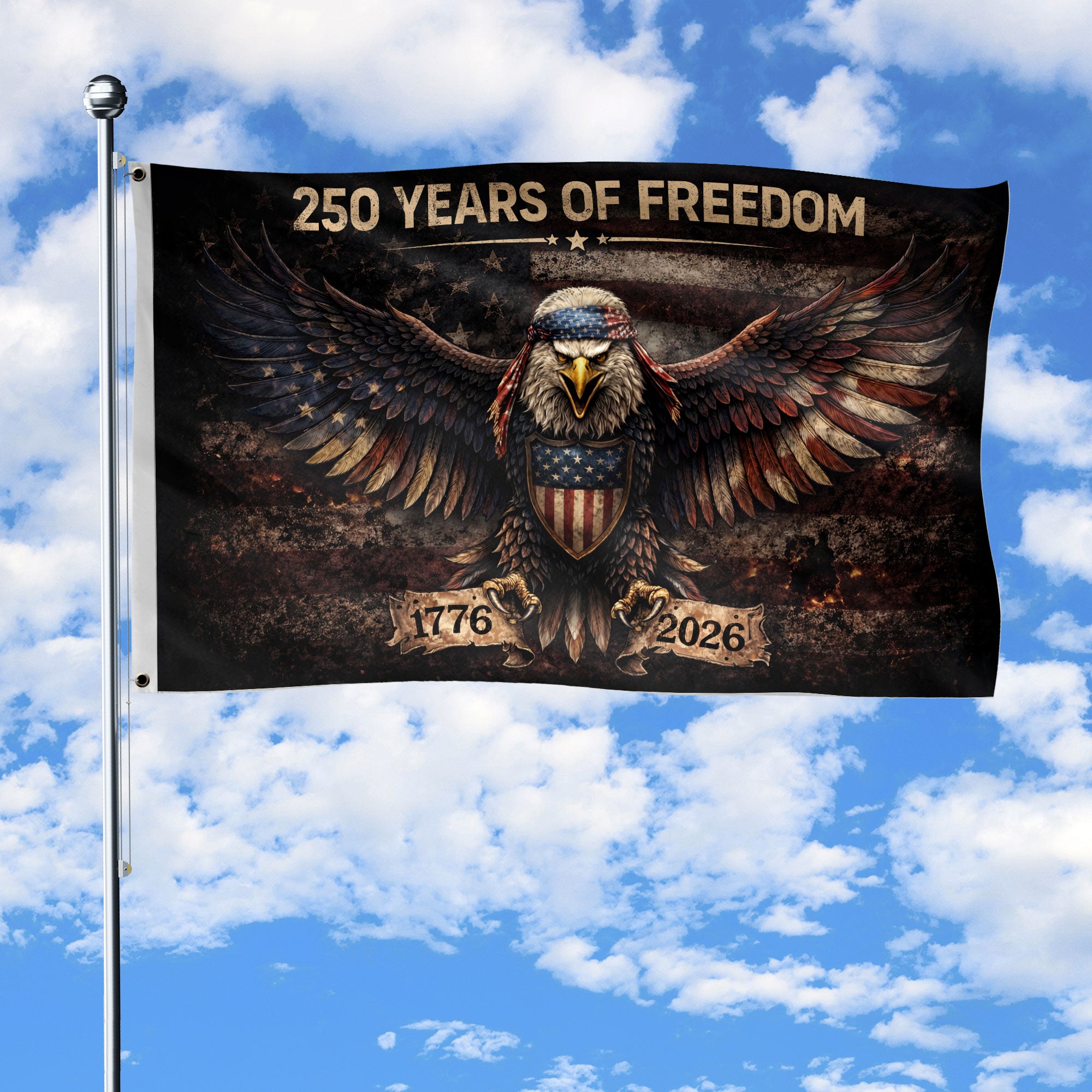 American 250th Anniversary Flag 1776-2026 Patriotic Eagle 3x5 ft Polyester