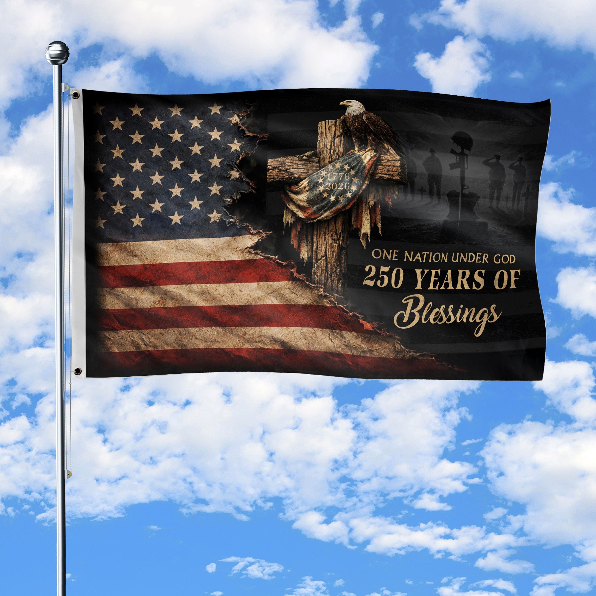 American Christian Freedom Flag 1776-2026 Patriotic Garden Yard Decor