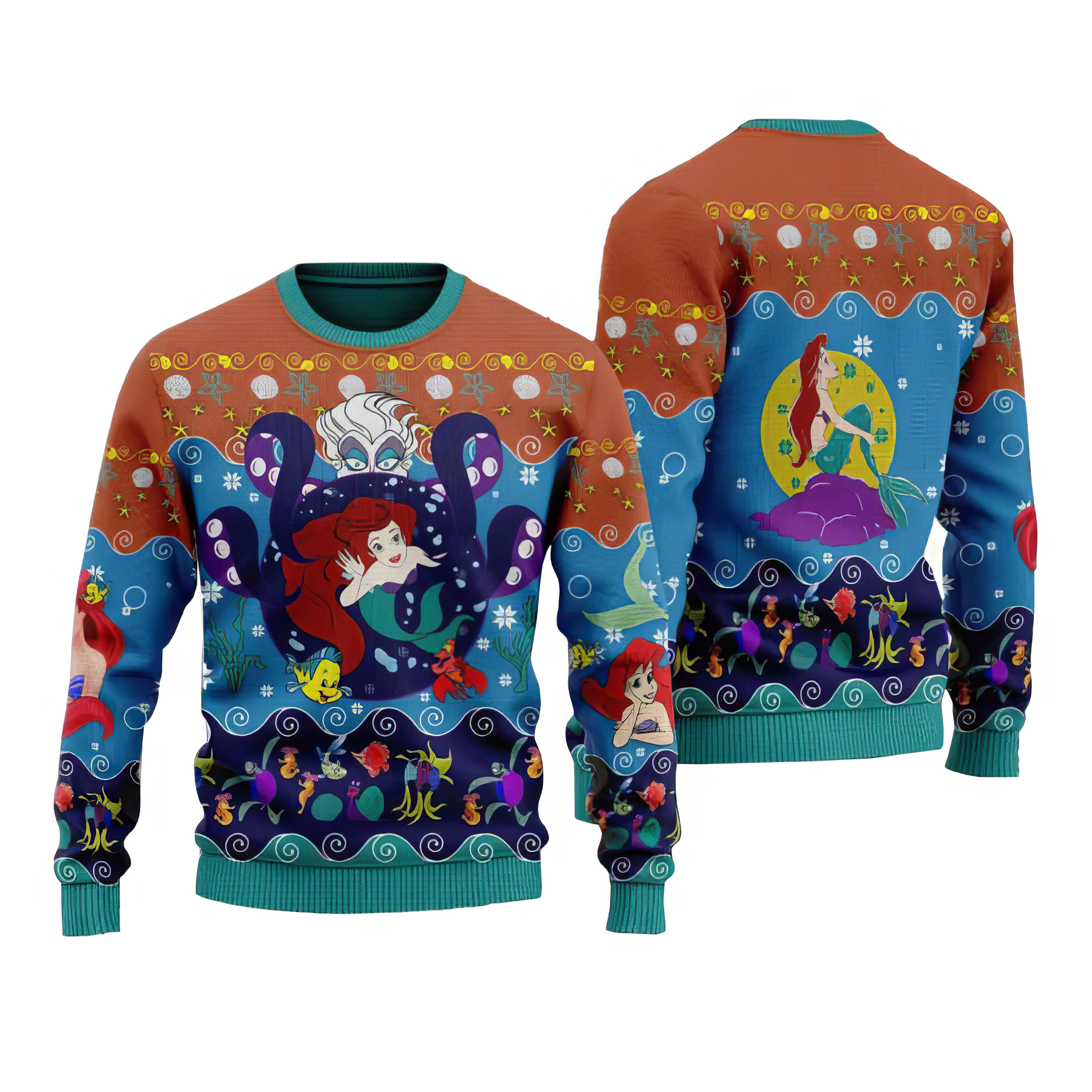 Ariel Princess Mermaid Xmas Ugly Sweater