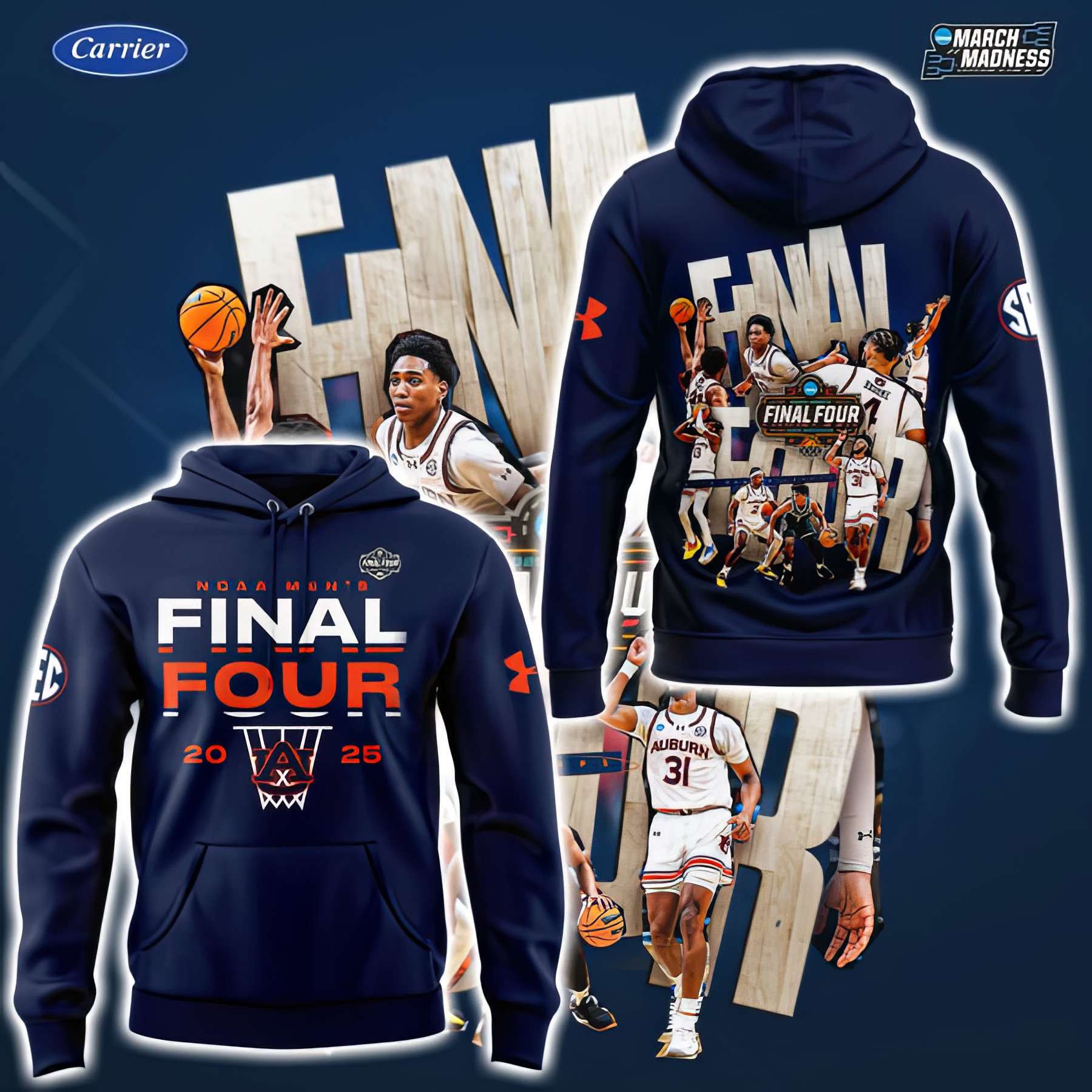 Auburn Tigers Final Four Hoodie 2025 NCAA Mens Basketball March Madness Auburn Fans Merch