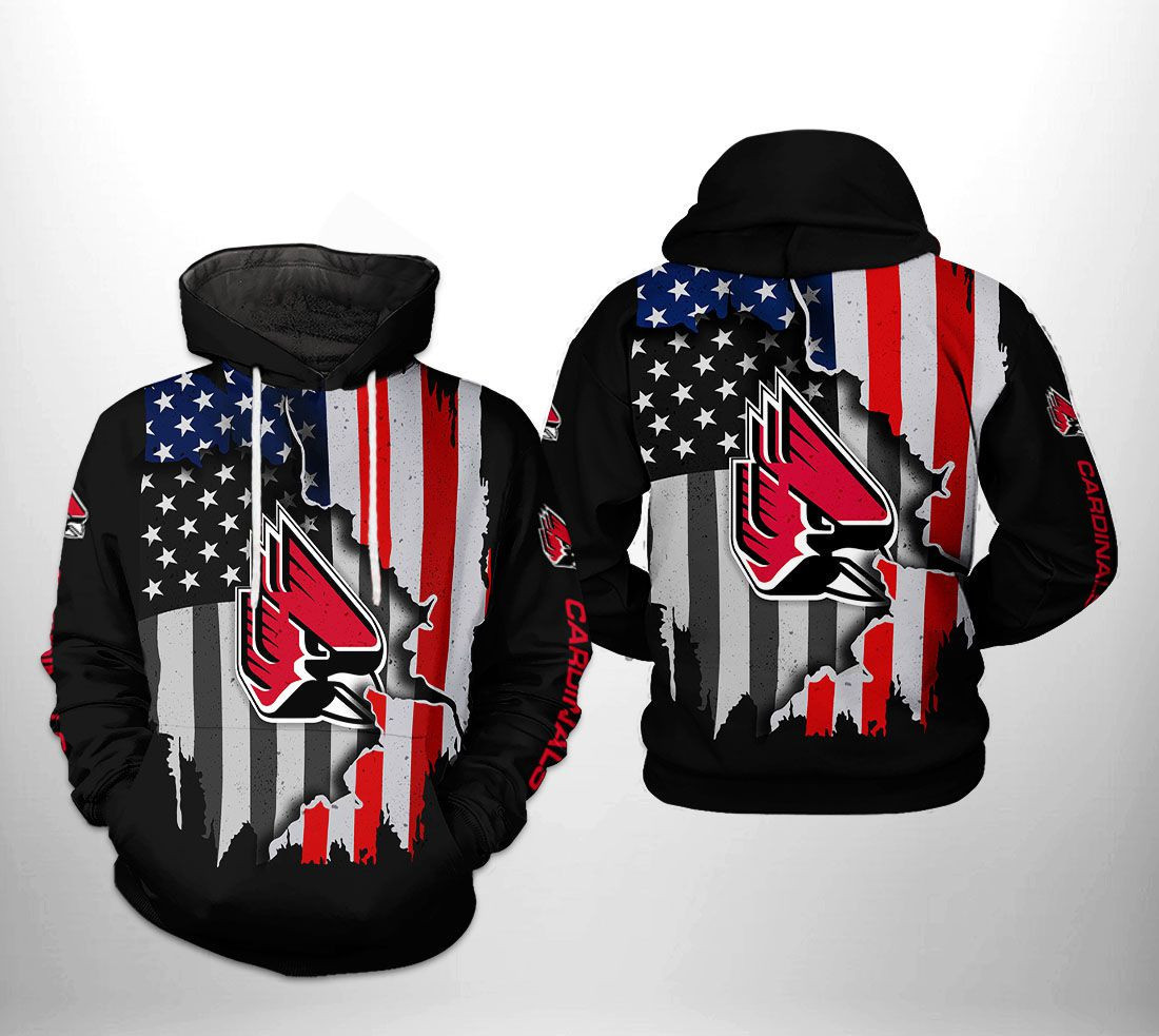 Ball State Cardinals NCAA US Flag Hoodie Zip Hoodie Version 2728