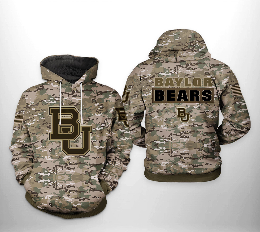 Baylor Bears NCAA Camo Veteran Hoodie Zip Hoodie