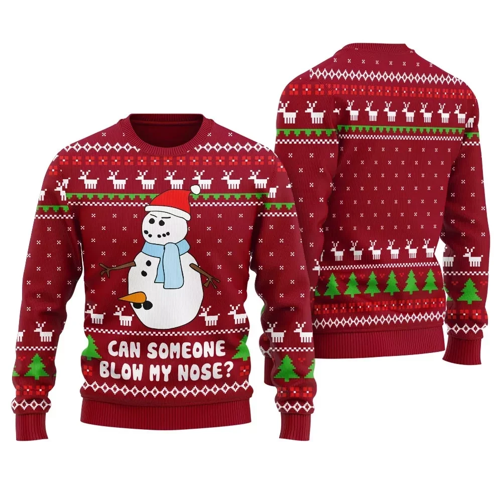 Can Someone Snowman Blow My Nose Ugly Christmas Sweater Red
