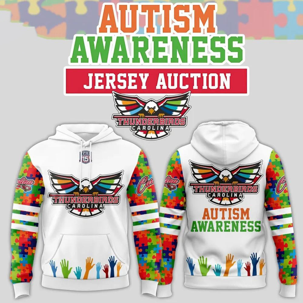 Carolina Thunderbirds Autism Awareness Edition Hoodie 2025 NHL Gifts For Fans
