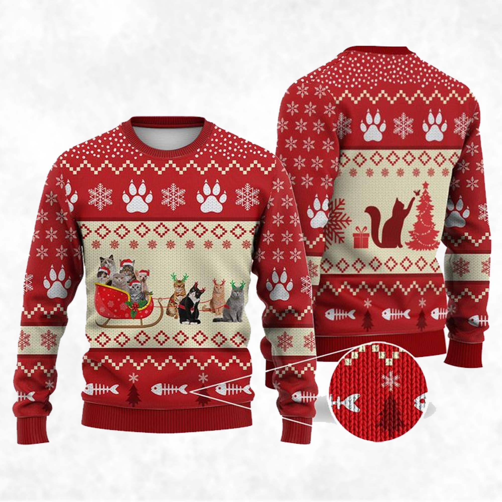 Cat Reindeer Christmas Ugly Christmas Sweater Christmas