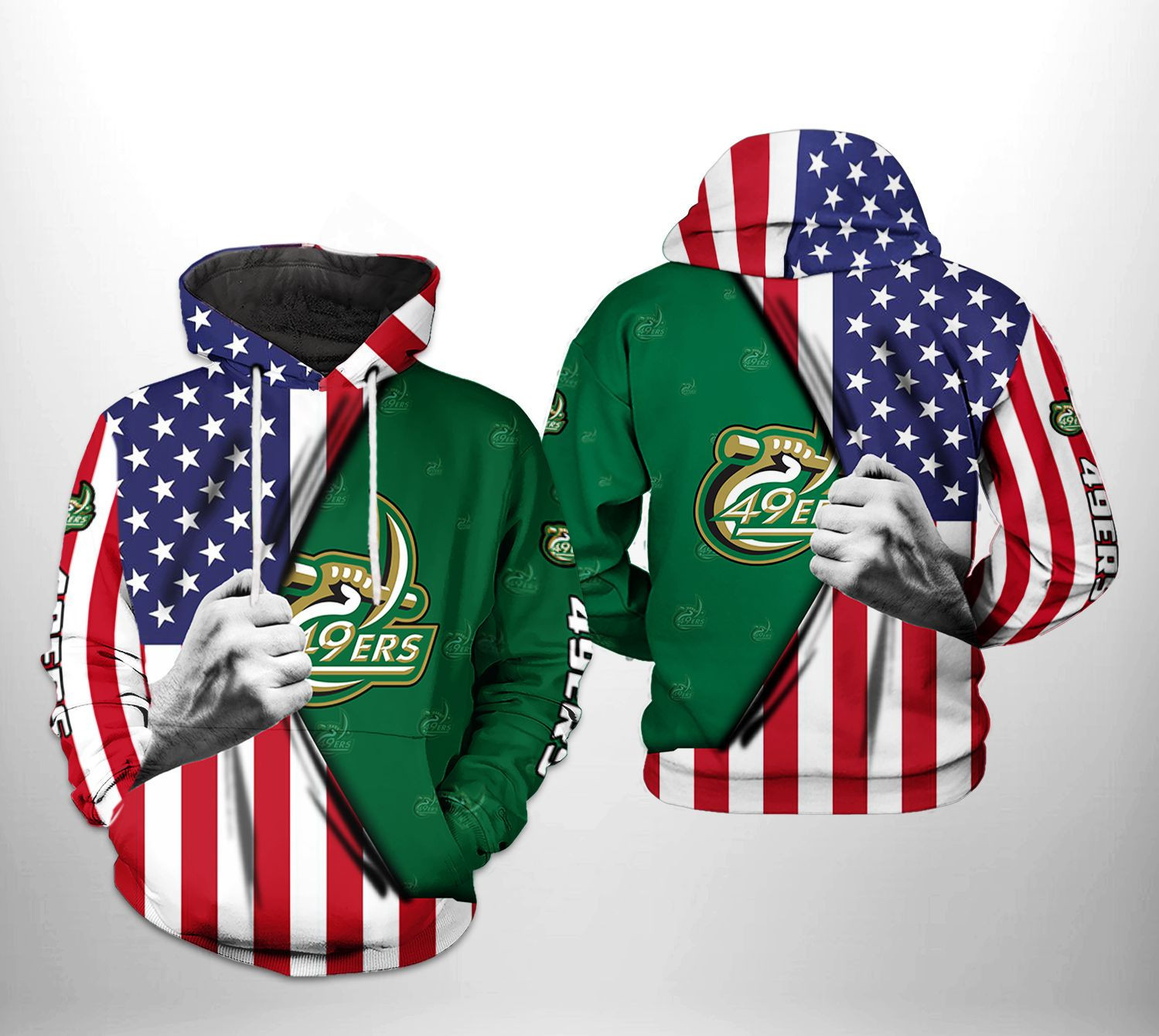 Charlotte 49ers NCAA US FLag Hoodie Zip Hoodie Version 2564