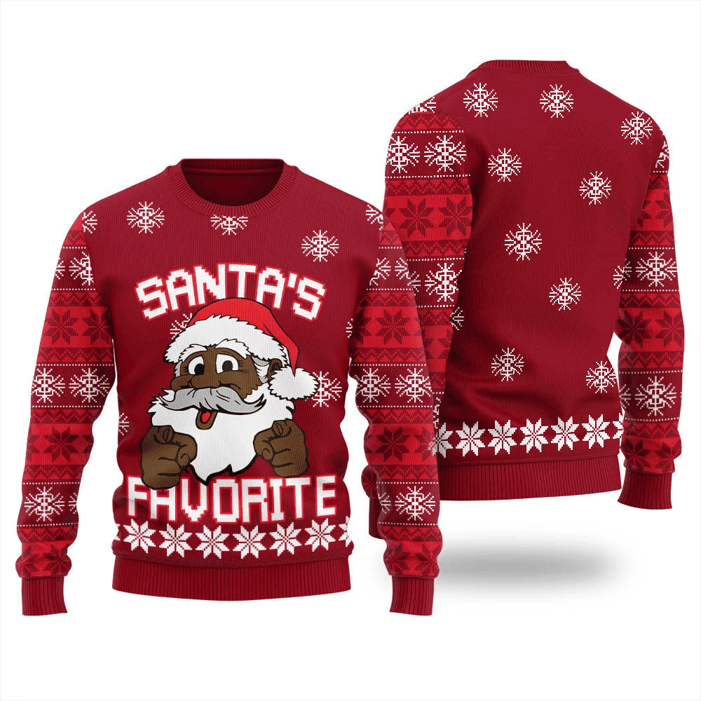 Christmas Sweater Humorous African American Santa Ugly Sweater
