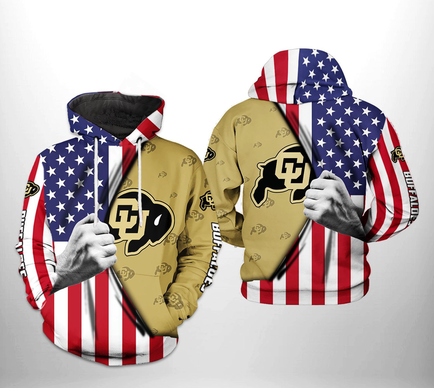 Colorado Buffaloes NCAA US FLag Hoodie Zip Hoodie