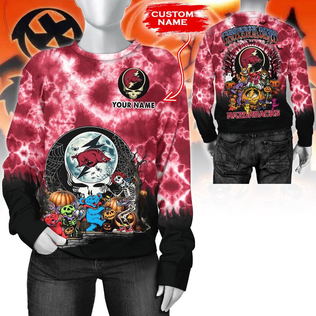 Custom NCAA Arkansas Razorbacks Special Football Halloween Sweatshirt Gifts For Football Lovers