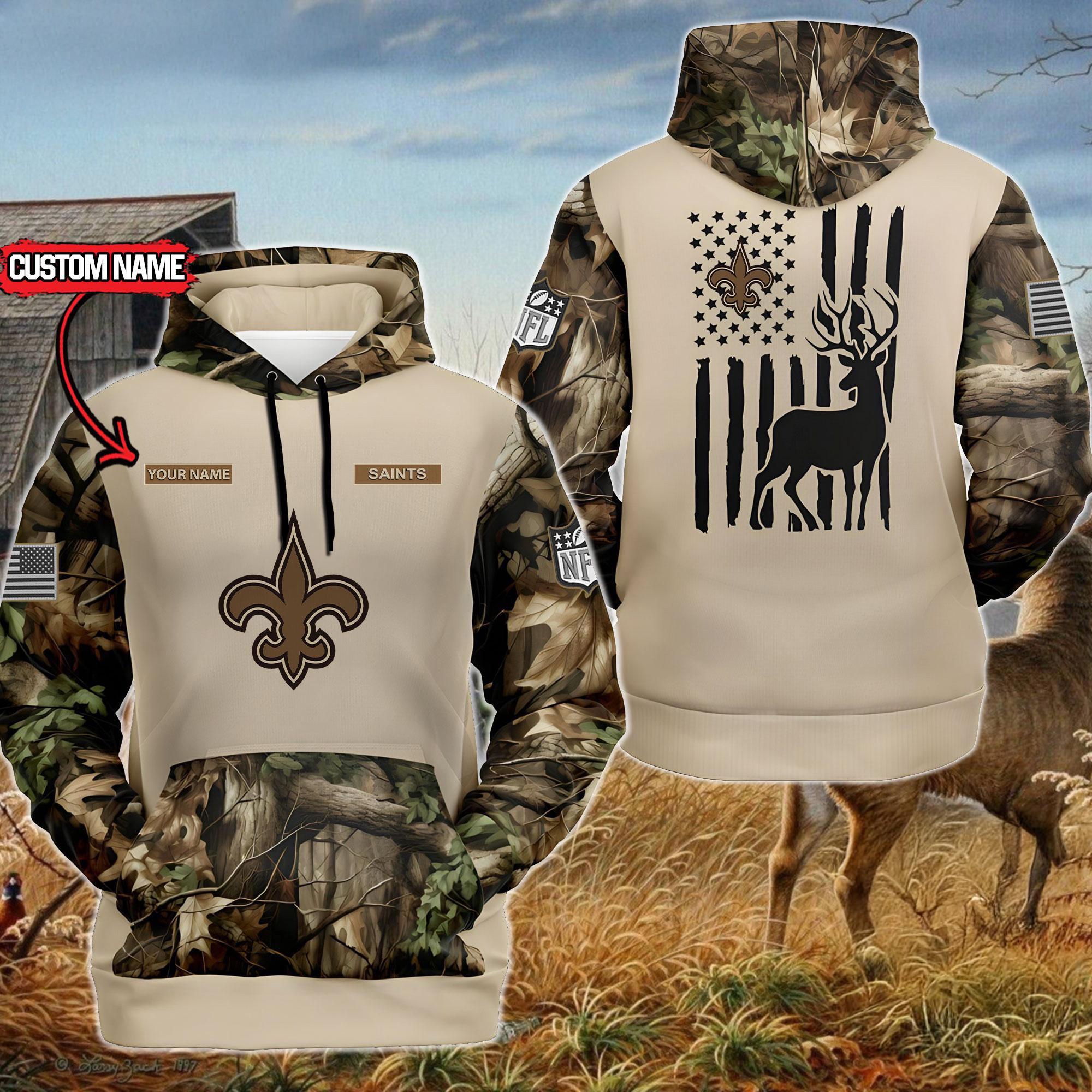 Custom NFL New Orleans Saints Special Deer Hunting Hoodie Football Themed Gifts