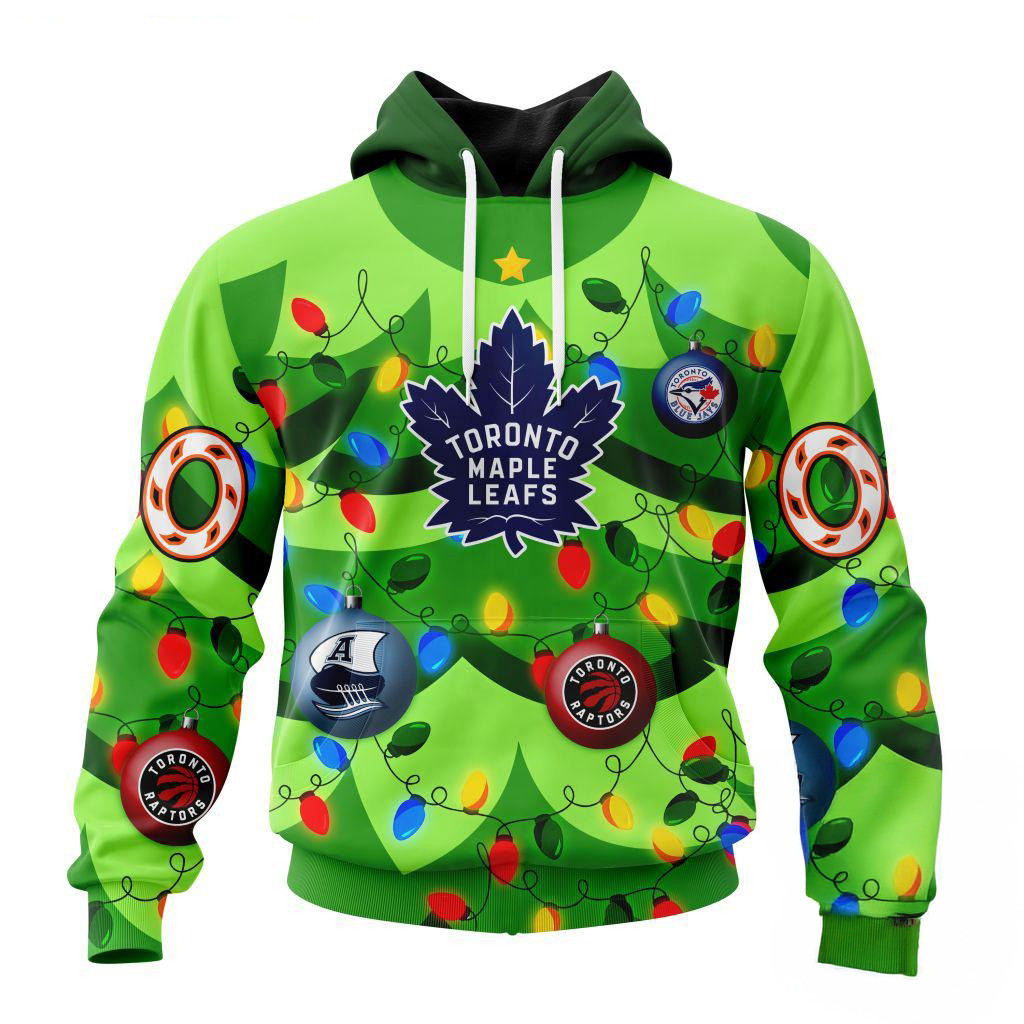 Custom NHL Toronto Maple Leafs Specialized Christmas Tree Color And Citys Sports Teams Hoodie