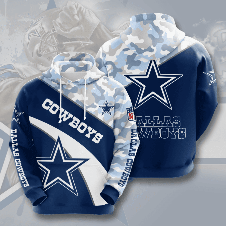 Dallas Cowboys Blue Camo Hoodie Zip Hoodie Version 2642