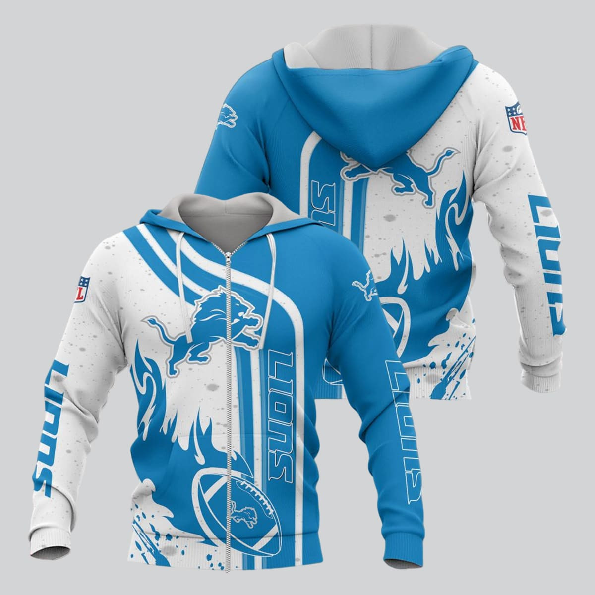 Detroit Lions Football Personalized 3D printed Sweatshirt Hoodie Zipped Hoodie