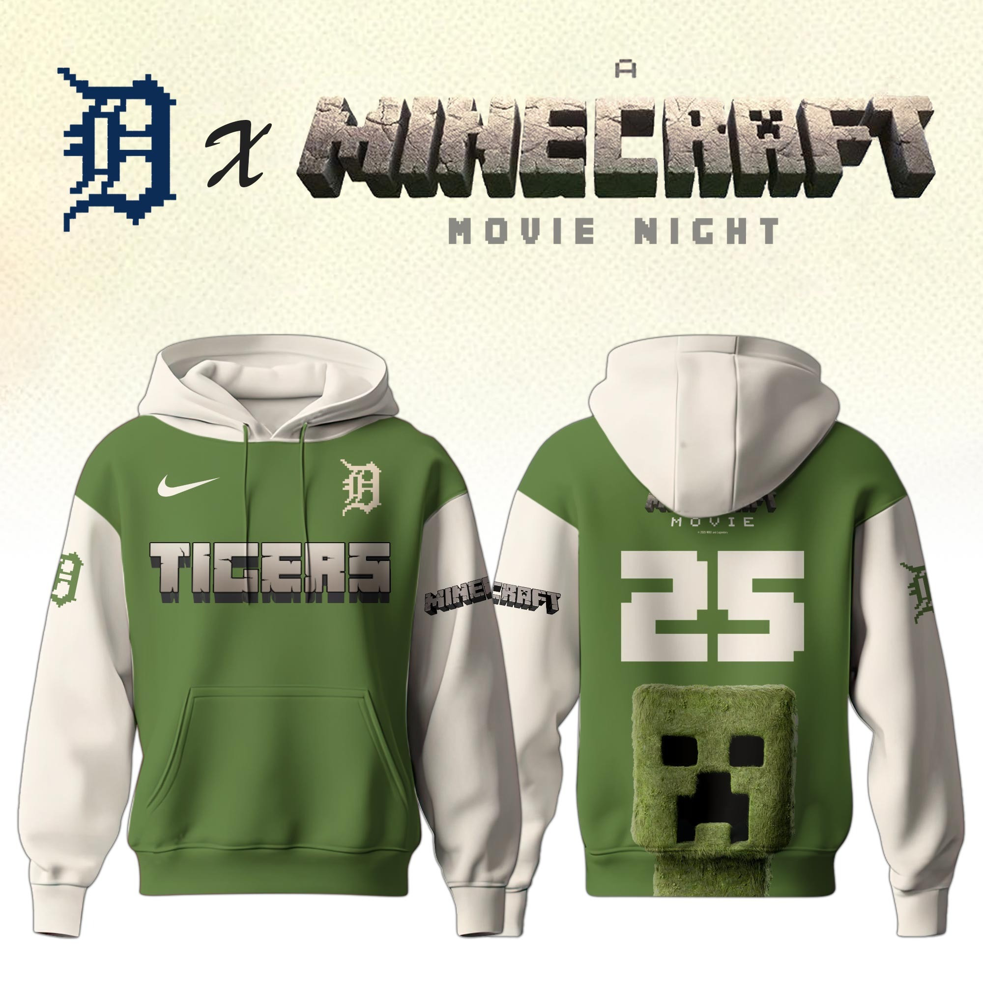 Detroit Tigers MLB x A MINECRAFT MOVIE Night Hoodie Unique Gifts Baseball Fans