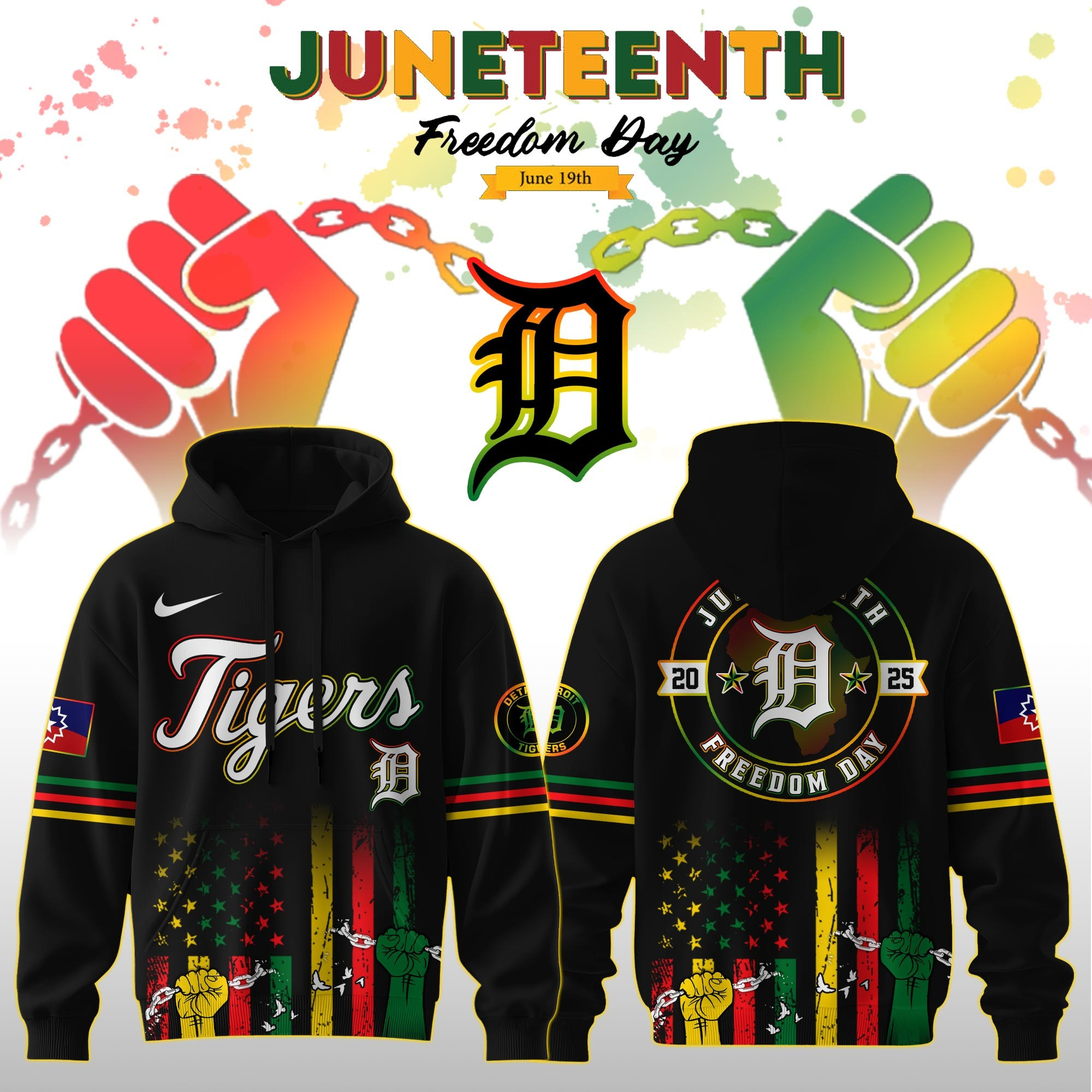 Detroit Tigers MLB X Juneteenth Day 2025 Hoodie Themed Baseball Fan Merch Gifts For Him