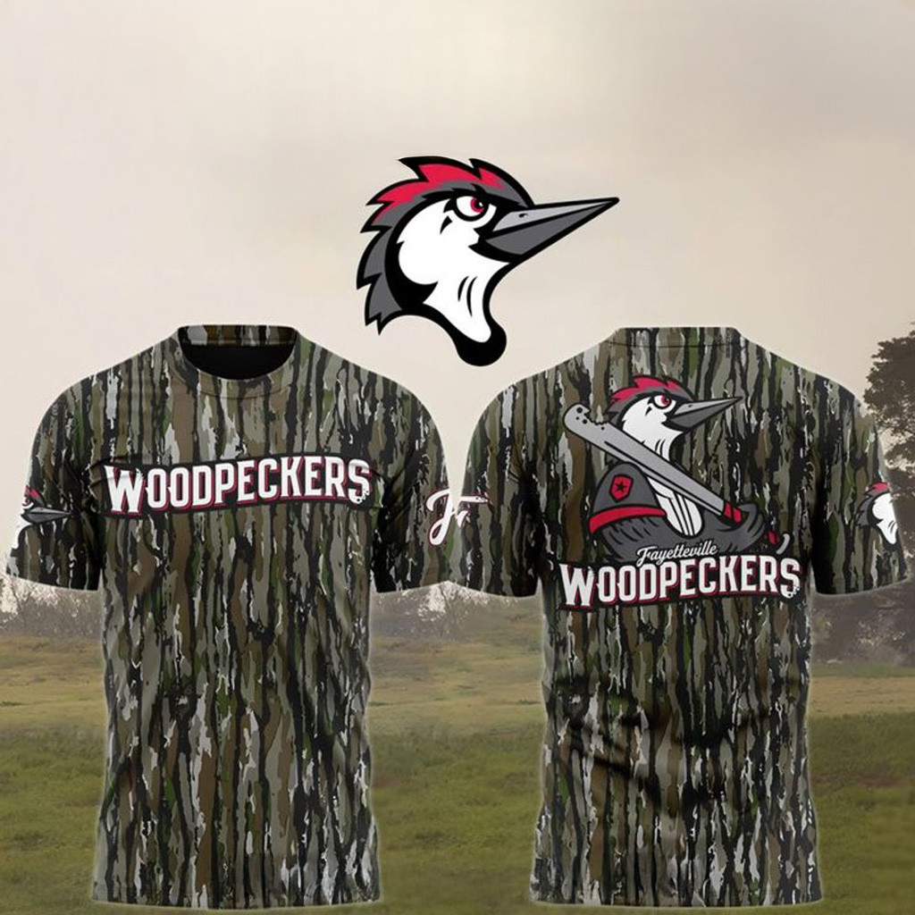 Fayetteville Woodpeckers Camouflage Uniform T-Shirt Woodpeckers Merch Cool Baseball Gifts