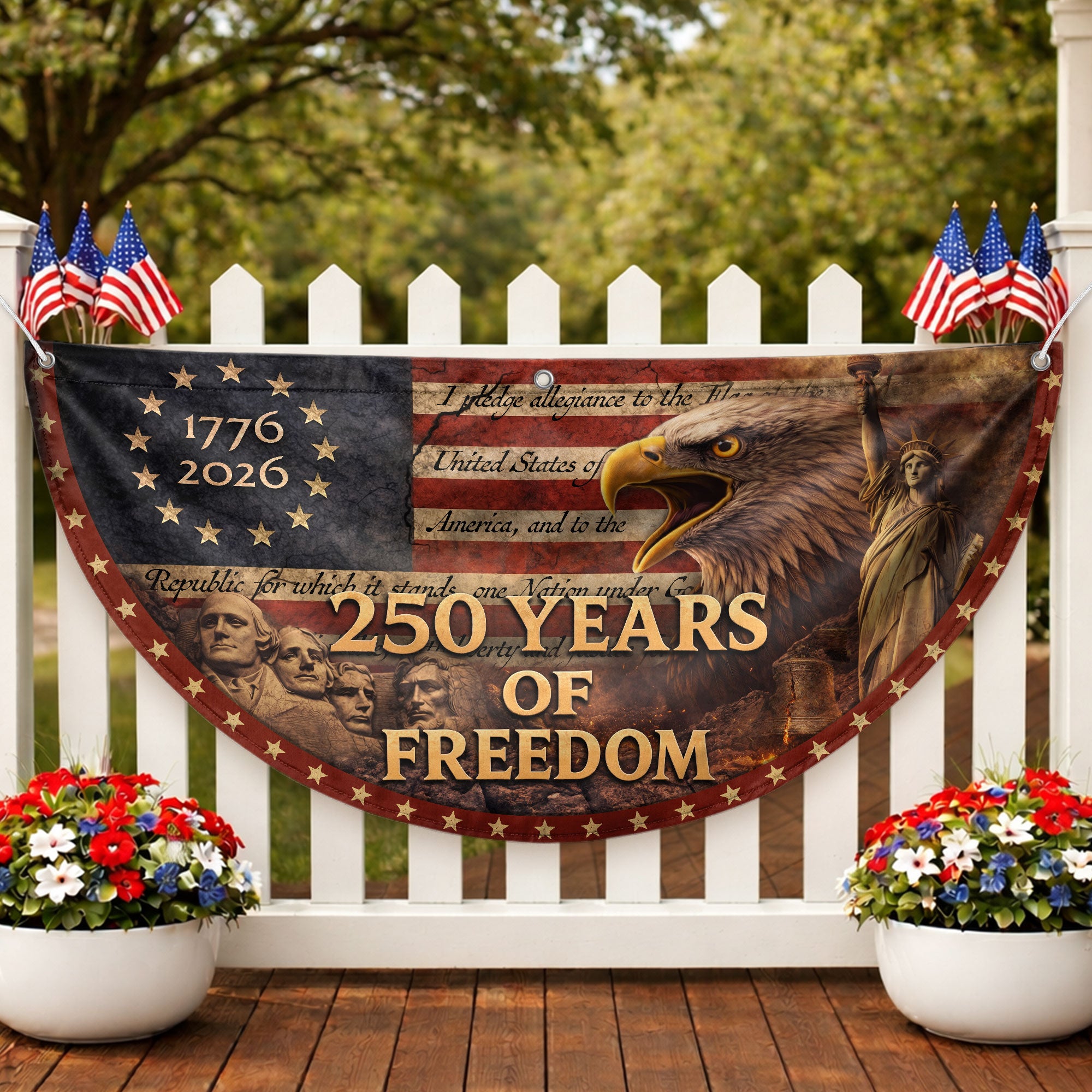 Fence Flag 250th Anniversary USA Flag 1776-2026 American Freedom Banner