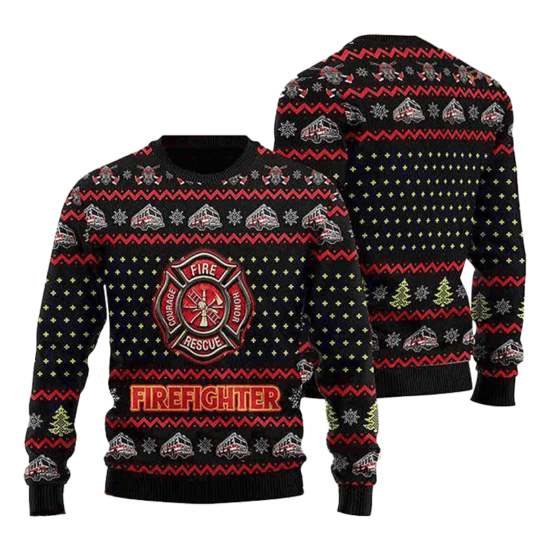 Firefighter Lover Ugly Christmas Sweater