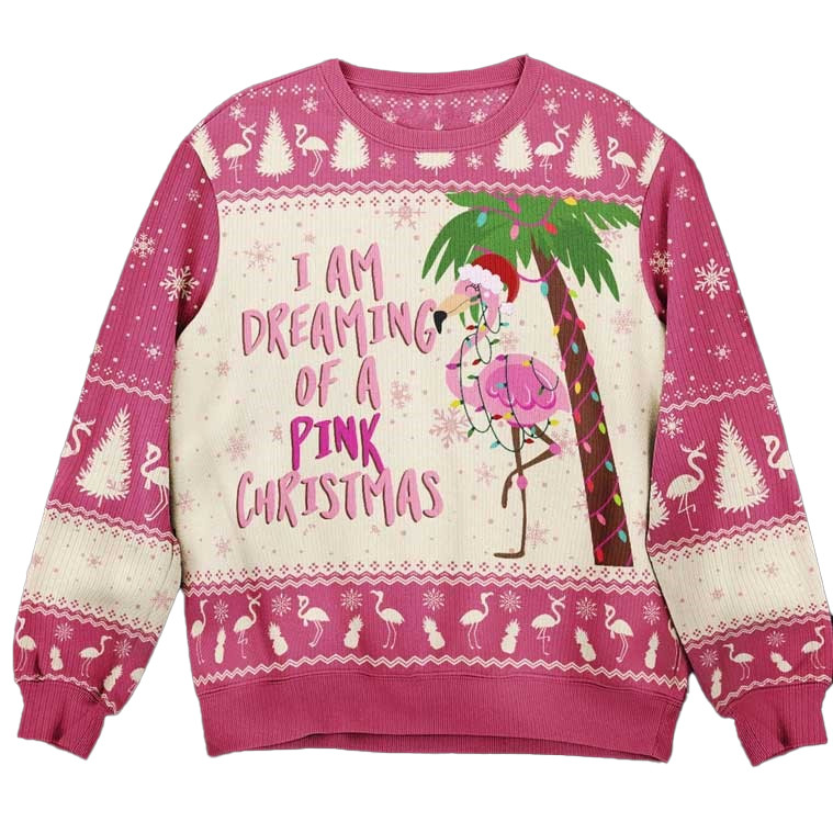 Flamingo I Am Dreaming Of A Pink Christmas Ugly Sweater