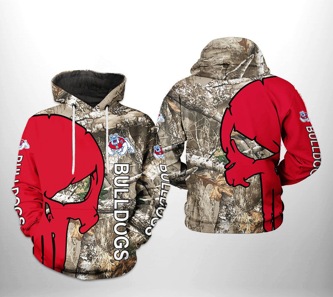 Fresno State Bulldogs NCAA Camo Veteran Hunting Hoodie Zip Hoodie